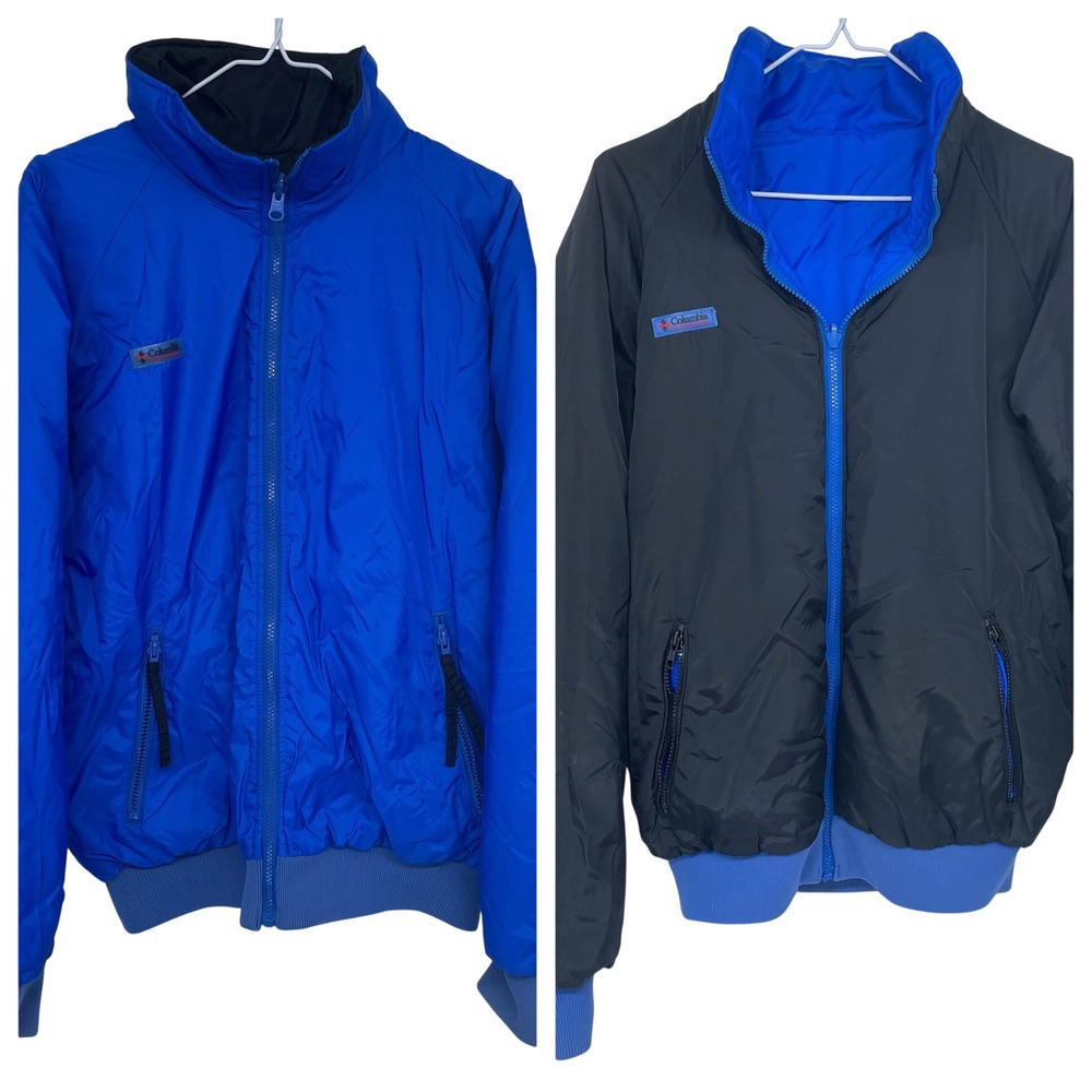 Columbia Sportswear Company Reversible Winter Coat Large Insulated Blue Black